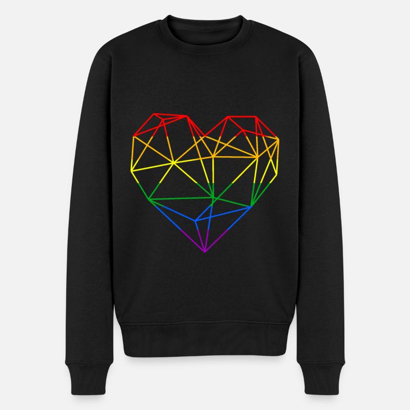 Polygon Coeur Arc-en-ciel Amour LGBT - Pull Premium bio Homme - noir