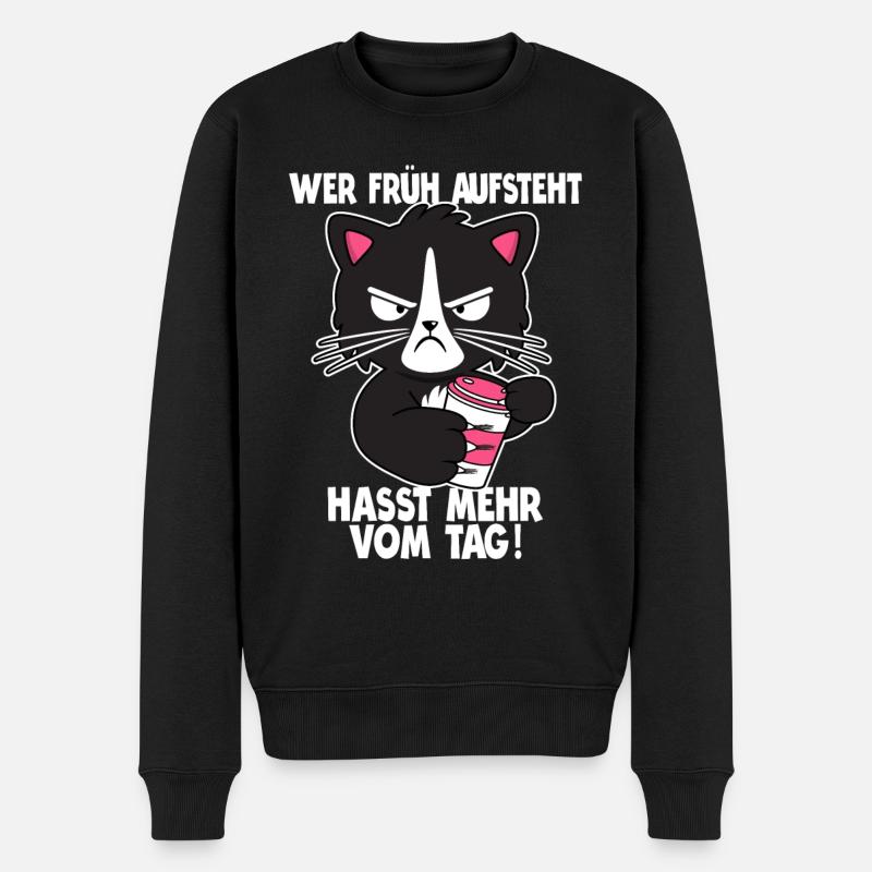 Morgenmuffel Langschläfer Büro Humor Geschenk - Männer Premium Bio Pullover - Schwarz