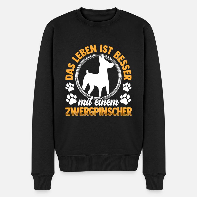 Leben ist besser mit Zwergpinscher Pinscher - Männer Premium Bio Pullover - Schwarz