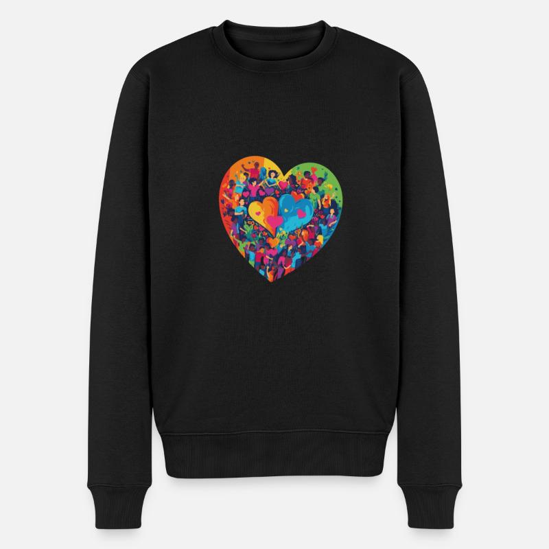 Regenbogenfahne Proud LGBTQ Liebe & Rechte - Männer Premium Bio Pullover - Schwarz