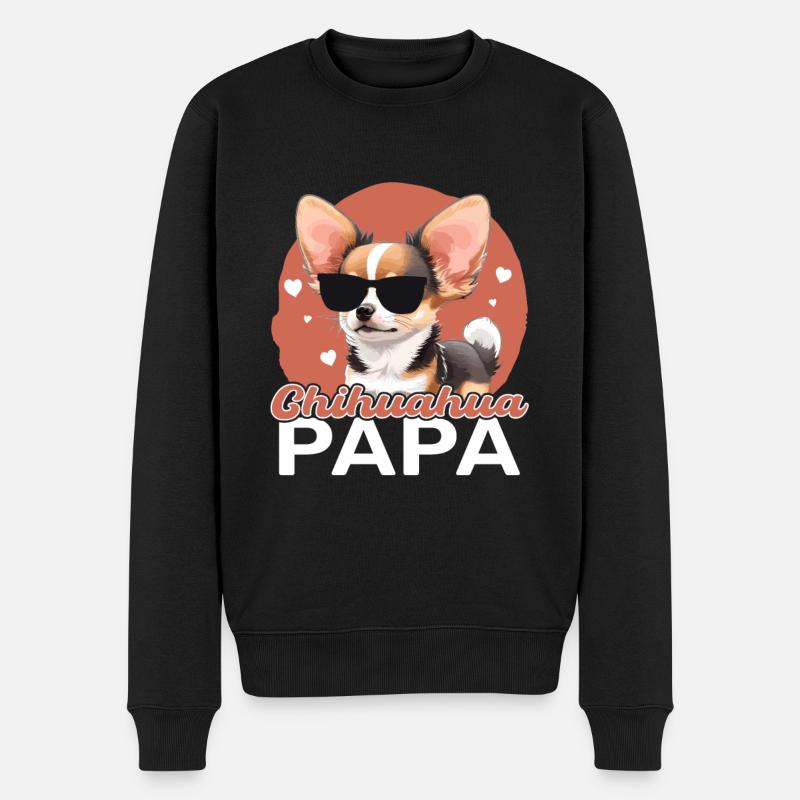 Chihuahua Papa - Männer Premium Bio Pullover - Schwarz