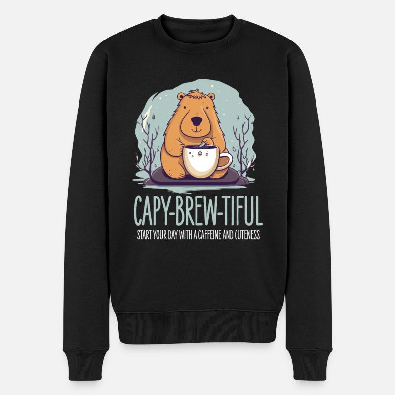 Capybara Kaffee Design - Männer Premium Bio Pullover - Schwarz