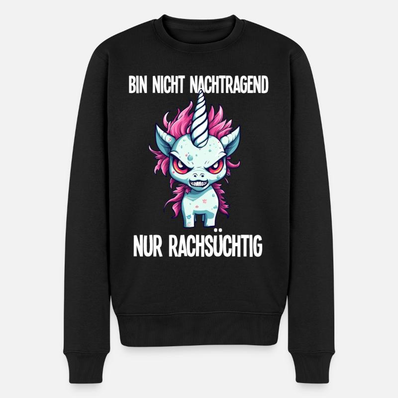 Nicht Nachtragend Nur Rachsüchtig Böses Einhorn - Männer Premium Bio Pullover - Schwarz