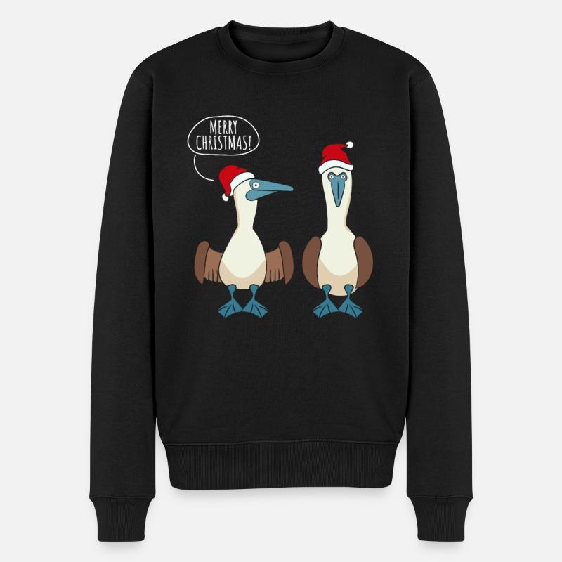 Merry Christmas Blaufußtölpel - Männer Premium Bio Pullover - Schwarz