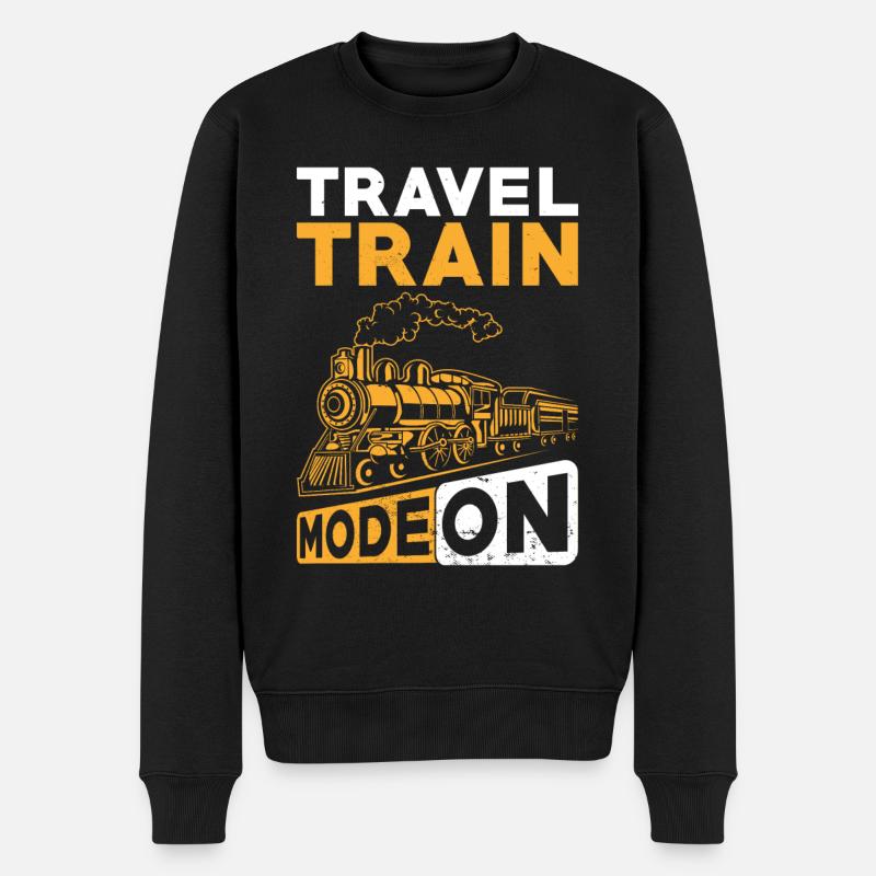 Voyage en train - Pull Premium bio Homme - noir