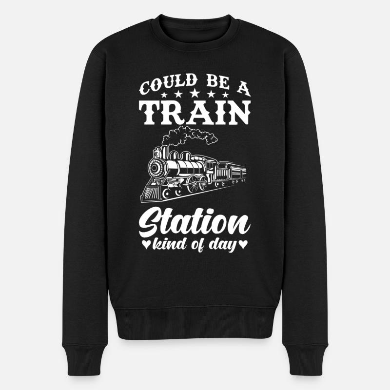 Voyage en train - Pull Premium bio Homme - noir