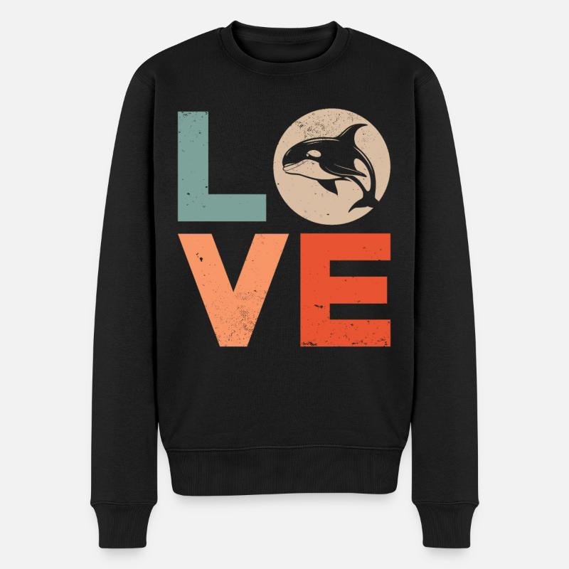 Wal Killerwal Orca Liebe - Männer Premium Bio Pullover - Schwarz