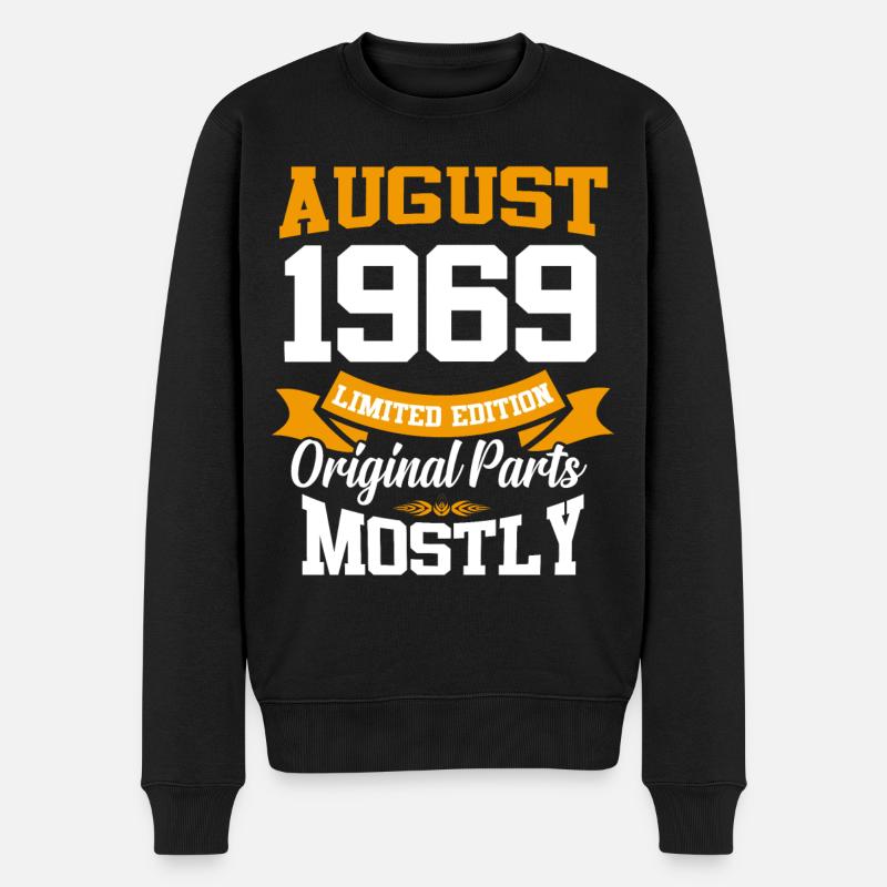 August 1969 Vintage Geburtstag Geschenk - Männer Premium Bio Pullover - Schwarz