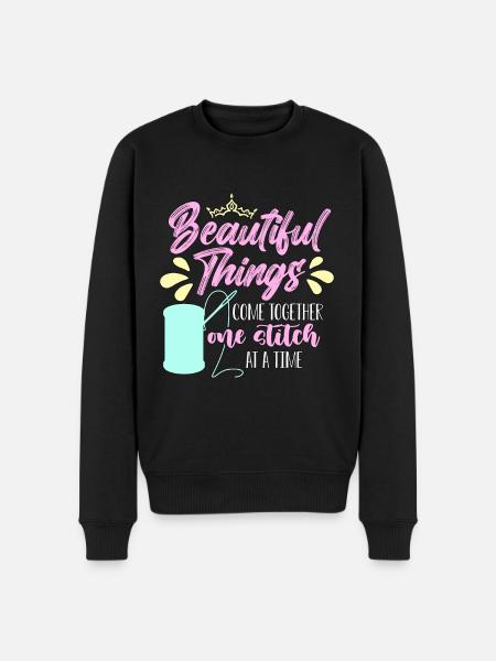 Cross Stitch Beautiful Things Come Together Sewing - Men's Premium Organic Jumper - black