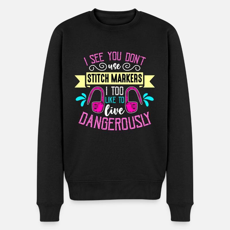 Cross Stitching I See You Don't Use Stitch Sewing - Männer Premium Bio Pullover - Schwarz