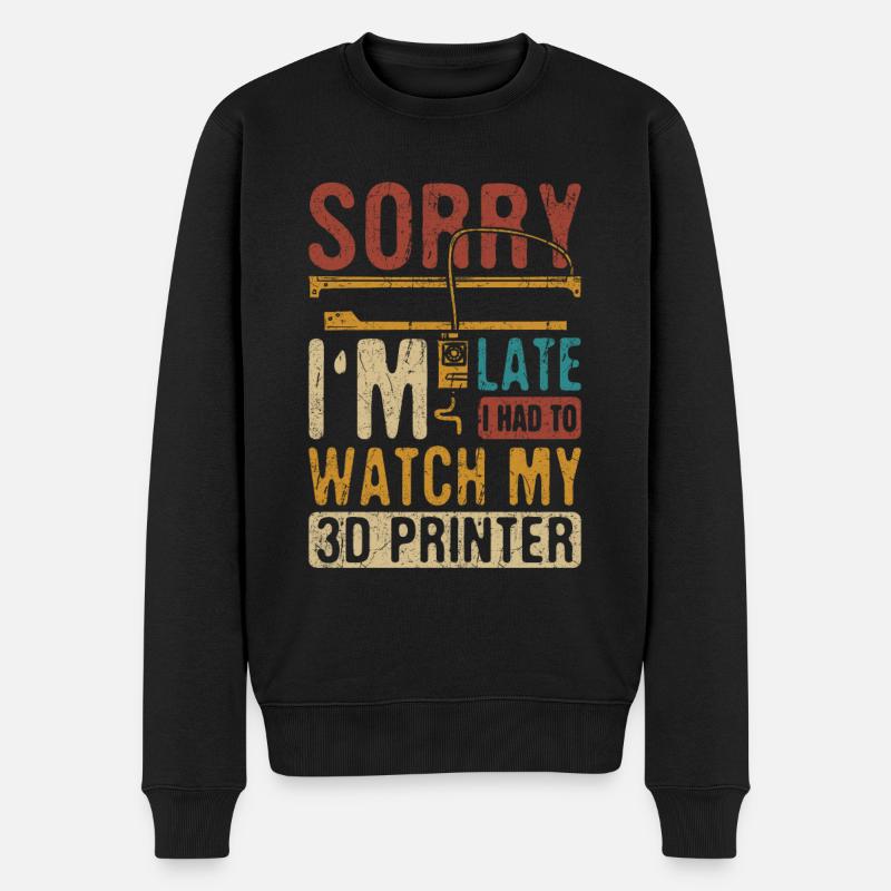 Impression 3D Imprimante 3D Retro Design Slice Print - Pull Premium bio Homme - noir