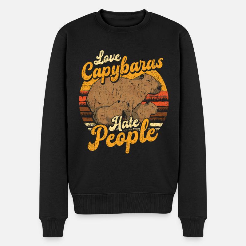 Capybara Capybara Love Rétro - Pull Premium bio Homme - noir