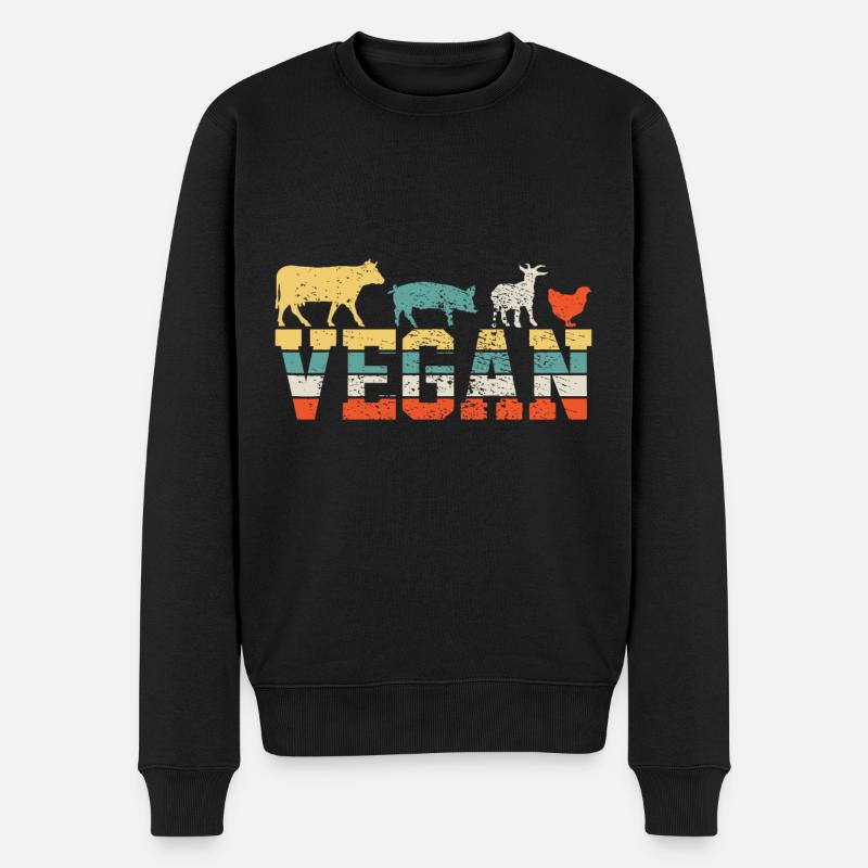 Veganer Jahrgang - Männer Premium Bio Pullover - Schwarz
