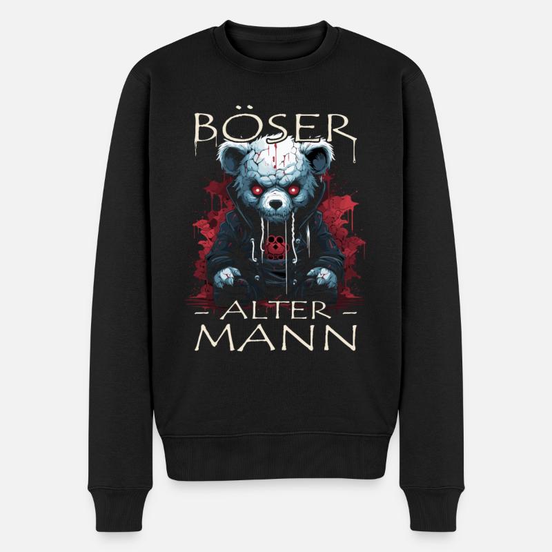 Böser alter Mann - Biker Opa | Motorradfahrer - Männer Premium Bio Pullover - Schwarz
