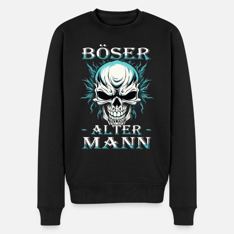 Böser alter Mann - Biker Opa | Motorradfahrer - Männer Premium Bio Pullover - Schwarz