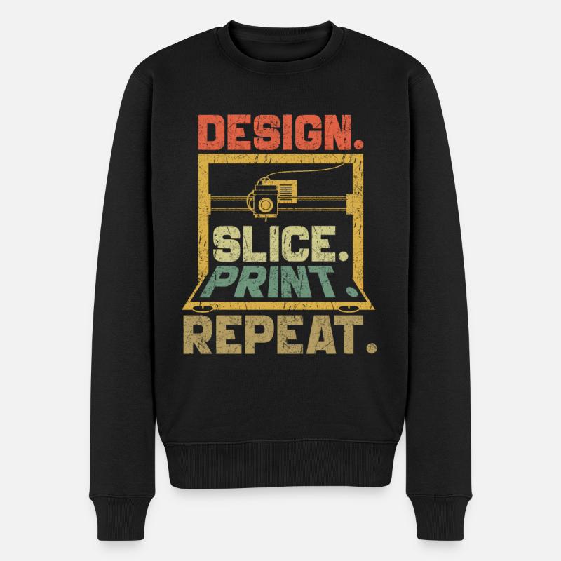 Impression 3D Imprimante 3D Retro Design Slice Print - Pull Premium bio Homme - noir