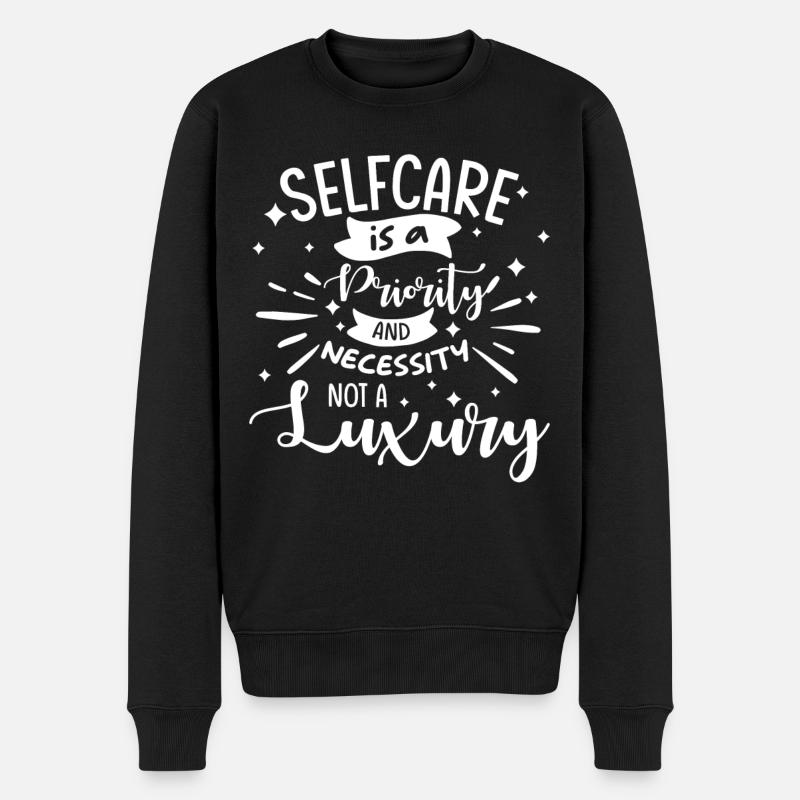 Achtsamkeit Spruch Selbstliebe Selbstfürsorge - Männer Premium Bio Pullover - Schwarz