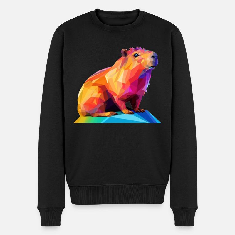 Capybara Low Polygon Design - Männer Premium Bio Pullover - Schwarz