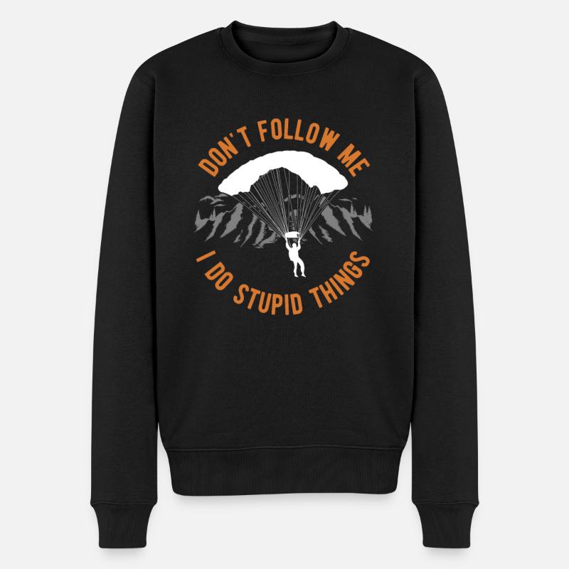 Lustiger Fallschirmspringer-Spruch Skydiver - Männer Premium Bio Pullover - Schwarz