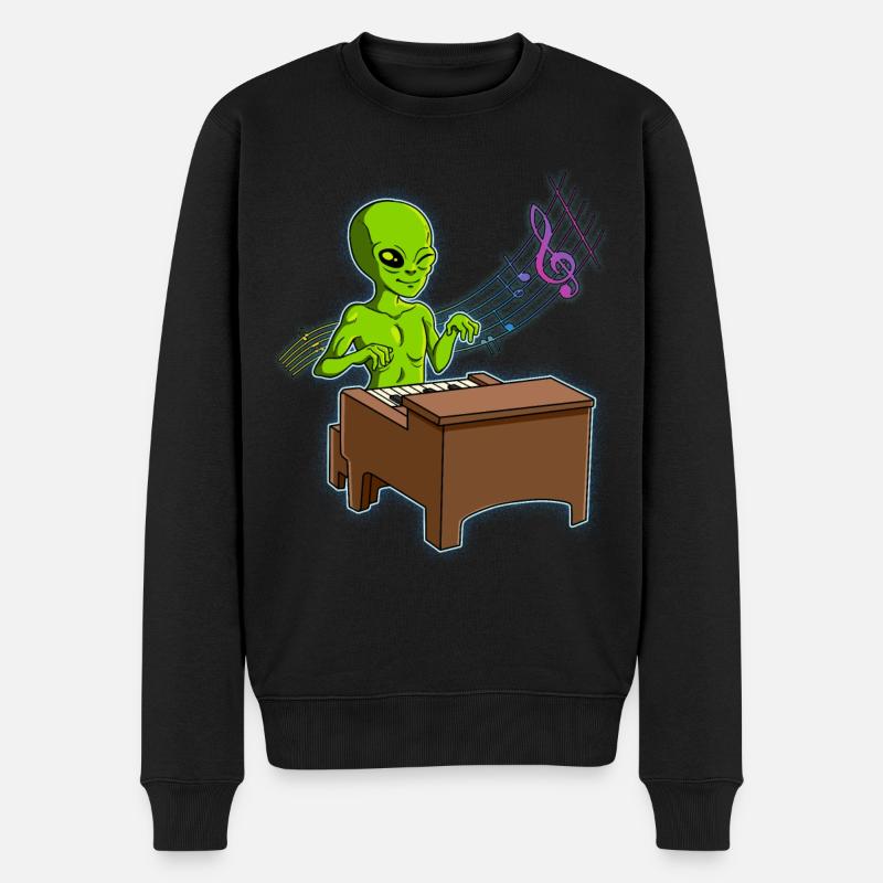 Alien Klavierspieler - Männer Premium Bio Pullover - Schwarz