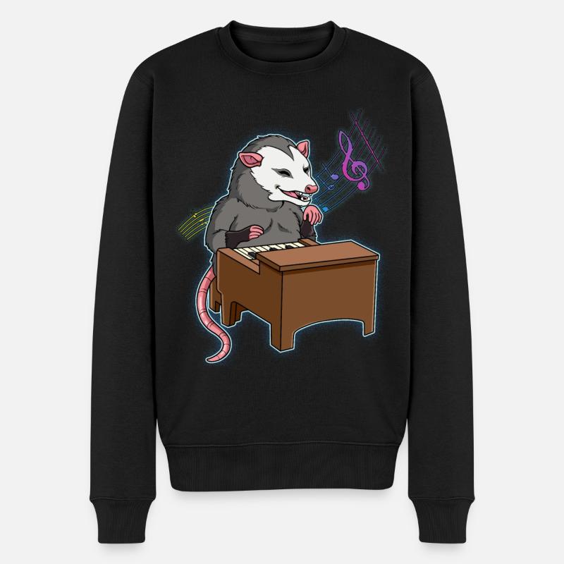 Opossum Klavierspieler - Männer Premium Bio Pullover - Schwarz