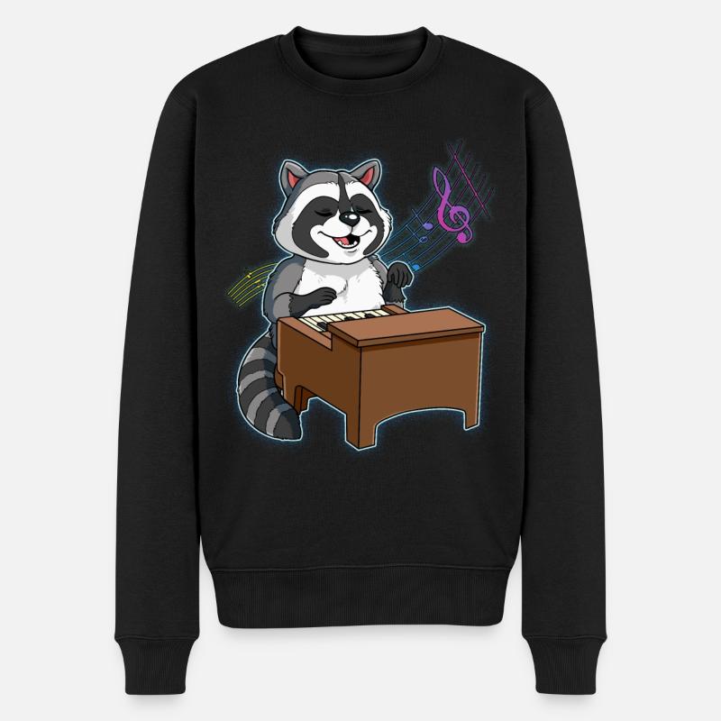Waschbär Klavierspieler - Männer Premium Bio Pullover - Schwarz