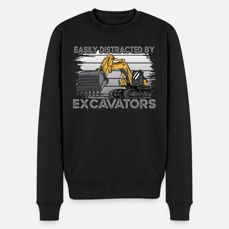 Distracted By Excavators Bagger - Männer Premium Bio Pullover - Schwarz