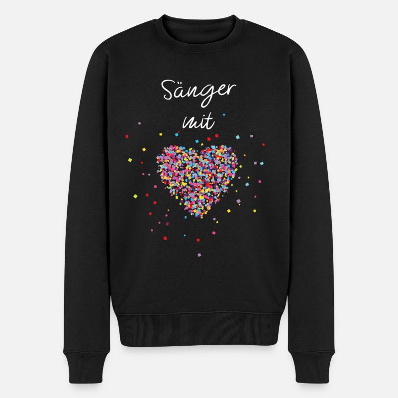 Sänger mit Herz Singern Gesang Musiker Stimme - Männer Premium Bio Pullover - Schwarz