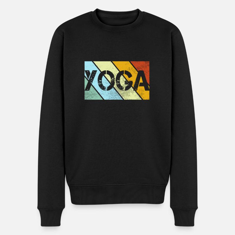 Yoga Retro - Männer Premium Bio Pullover - Schwarz