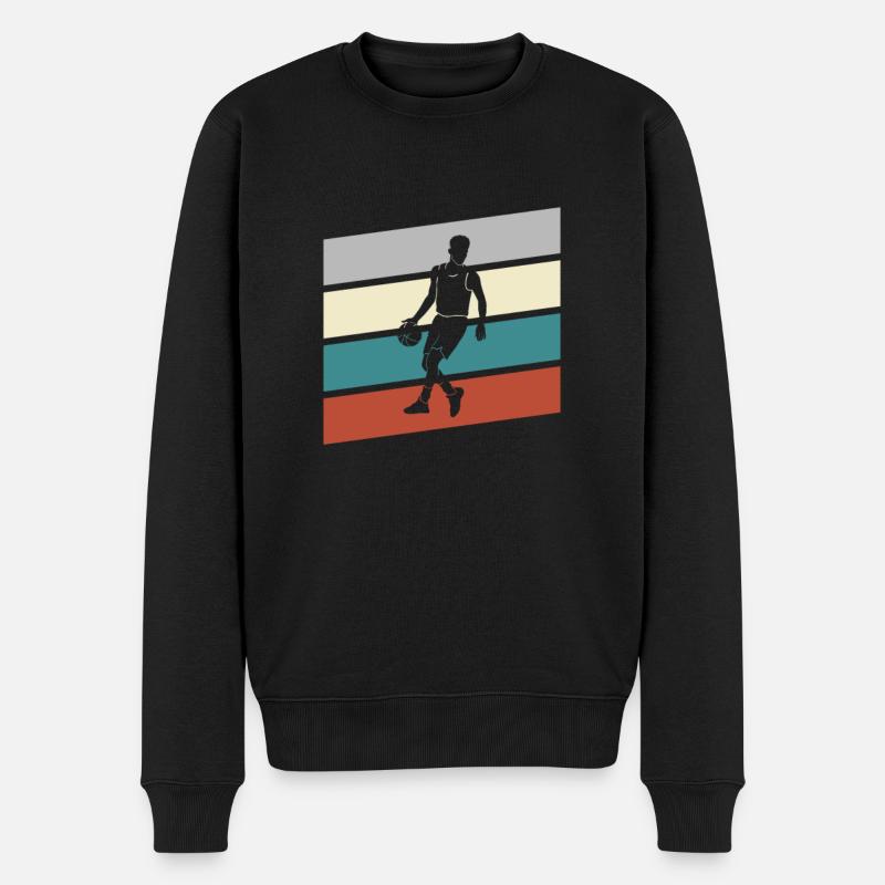 Basketball Retro - Männer Premium Bio Pullover - Schwarz