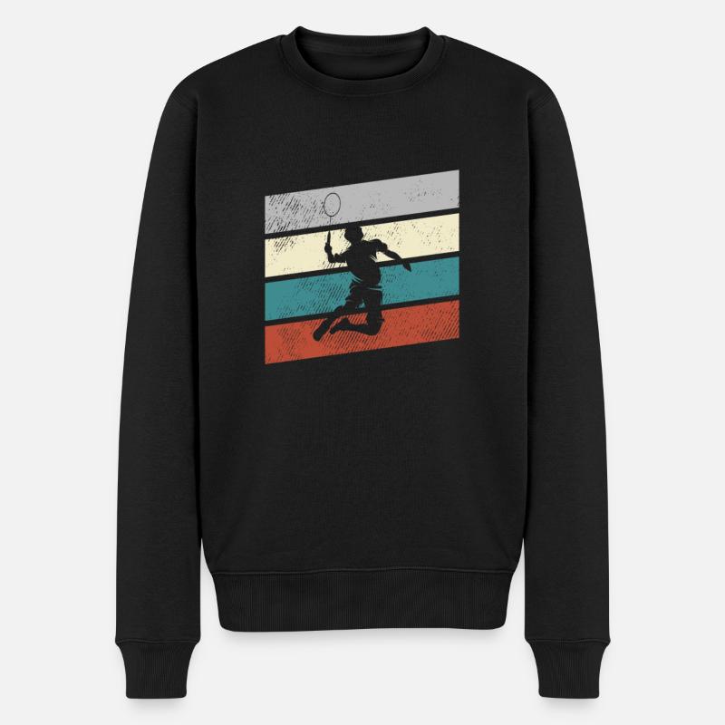 Badminton Retro - Männer Premium Bio Pullover - Schwarz