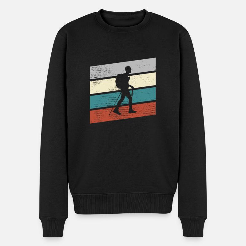 Bergsteigen Retro - Männer Premium Bio Pullover - Schwarz