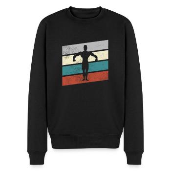 Body Building Retro - Men's Premium Organic Jumper - black - Front - Nico (187cm)