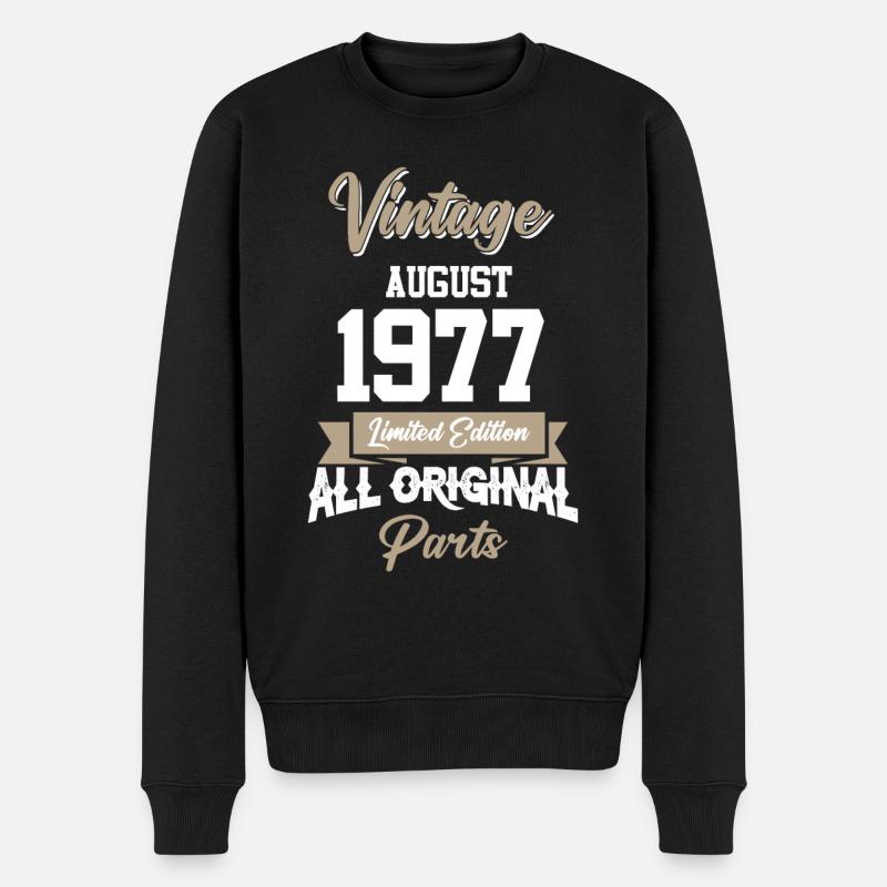 August 1977 Vintage Geburtstag Geschenk - Männer Premium Bio Pullover - Schwarz