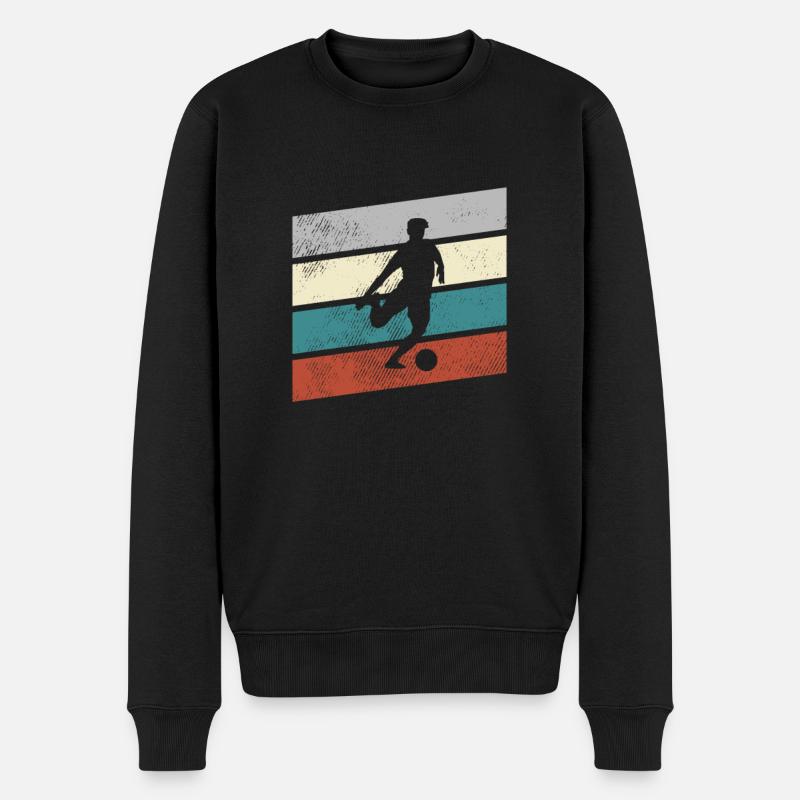 Fußball Retro - Männer Premium Bio Pullover - Schwarz