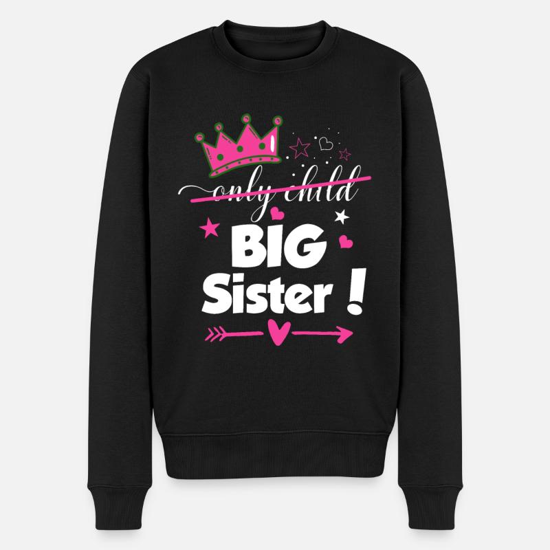 Einziges Kind zur großen Schwester 2023 Geschwister Neues Baby Pre - Männer Premium Bio Pullover - Schwarz