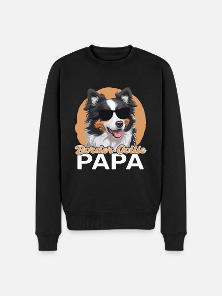 Border Collie Papa - Men's Premium Organic Jumper - black
