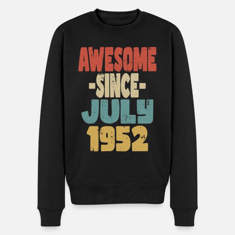 1952 Juillet Anniversaire Rétro - Pull Premium bio Homme - noir