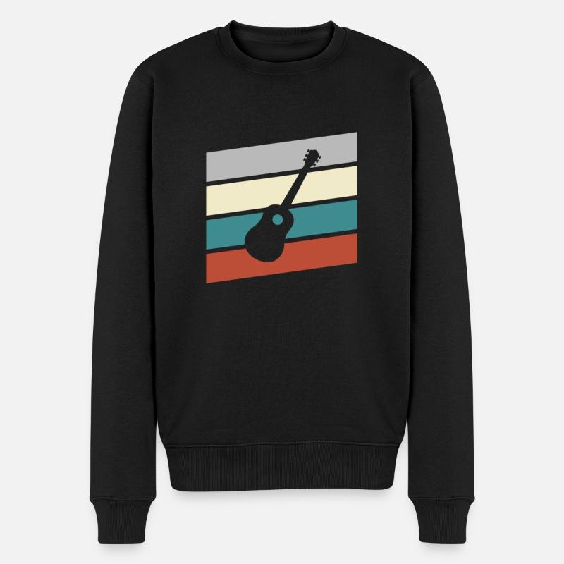 Gitarre Retro - Männer Premium Bio Pullover - Schwarz