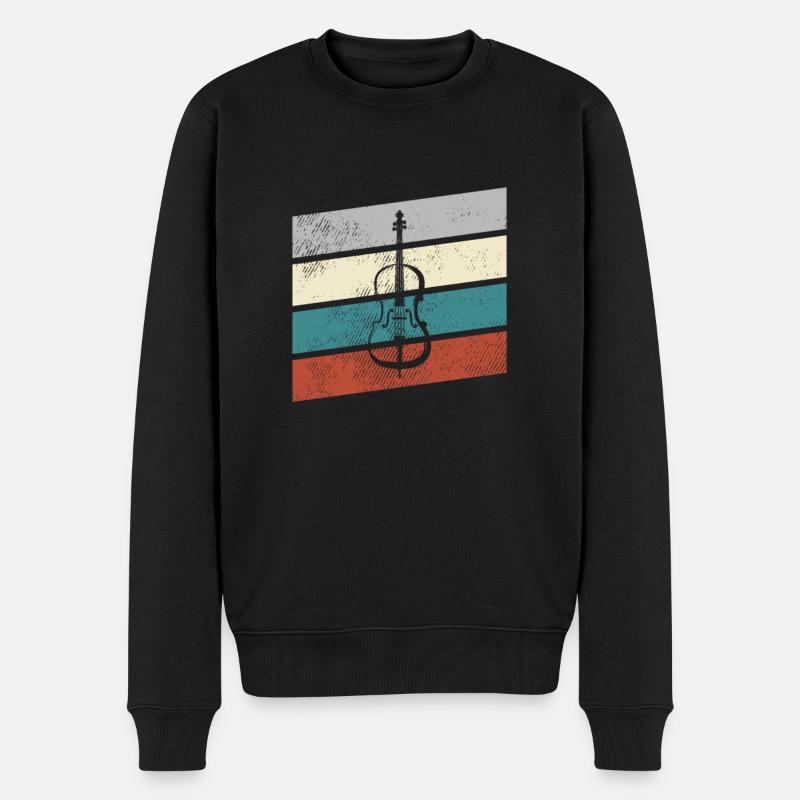 Geige Retro - Männer Premium Bio Pullover - Schwarz