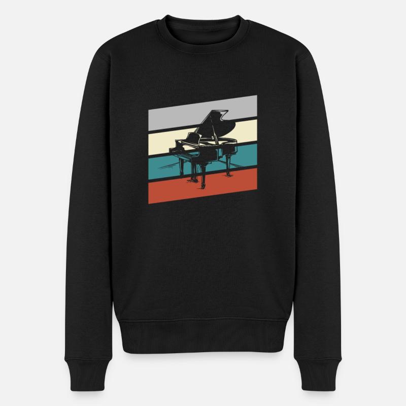 Klavier Retro - Männer Premium Bio Pullover - Schwarz