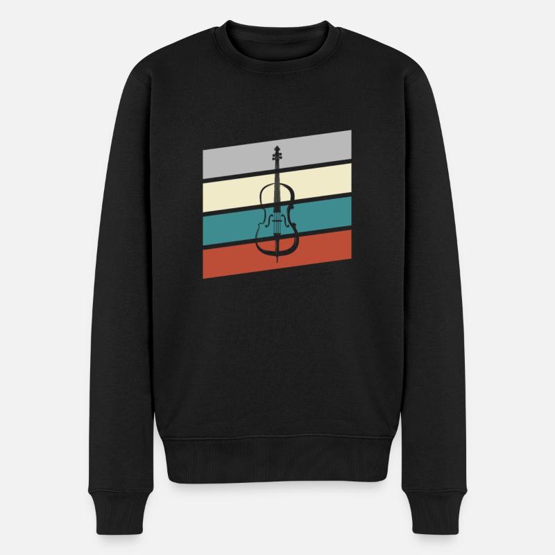 Geige Retro - Männer Premium Bio Pullover - Schwarz