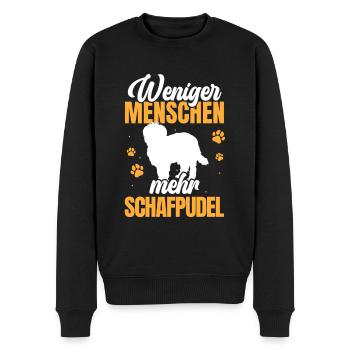 Weniger Menschen mehr Schafpudel Hütepudel - Männer Premium Bio Pullover - Schwarz - Vorne - Nico (187cm)