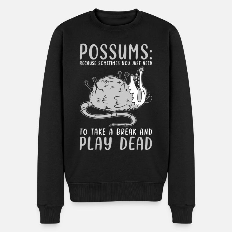 Opossum Spruch - Männer Premium Bio Pullover - Schwarz