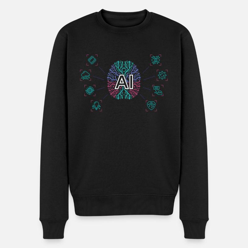 AI - AI Brain & AI Artificial Intelligence - Männer Premium Bio Pullover - Schwarz