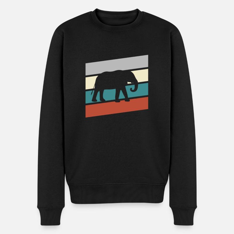 Éléphant Rétro - Pull Premium bio Homme - noir