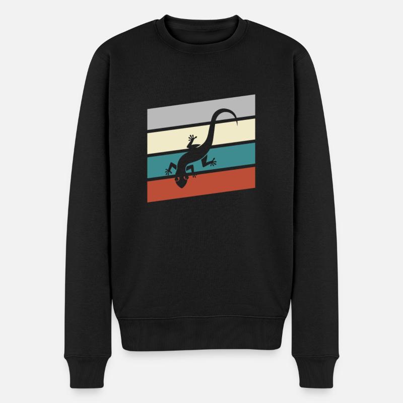 Eidechse Retro - Männer Premium Bio Pullover - Schwarz