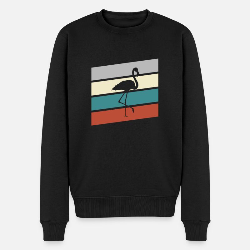 Flamant rose Rétro - Pull Premium bio Homme - noir