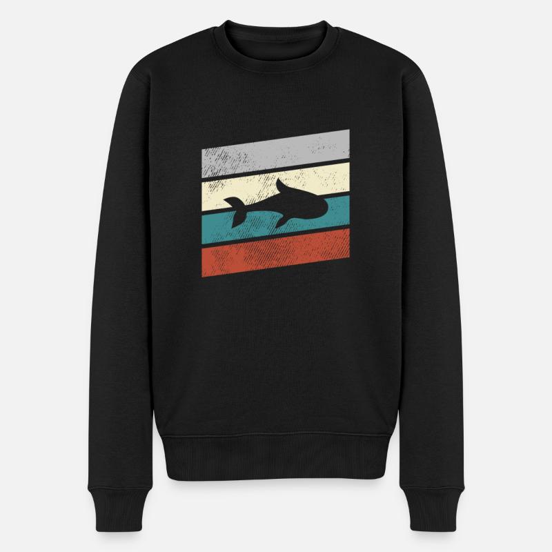 Fisch Retro - Männer Premium Bio Pullover - Schwarz