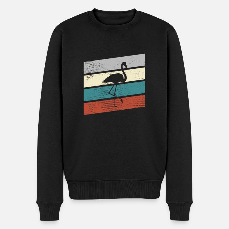 Flamant rose Rétro - Pull Premium bio Homme - noir